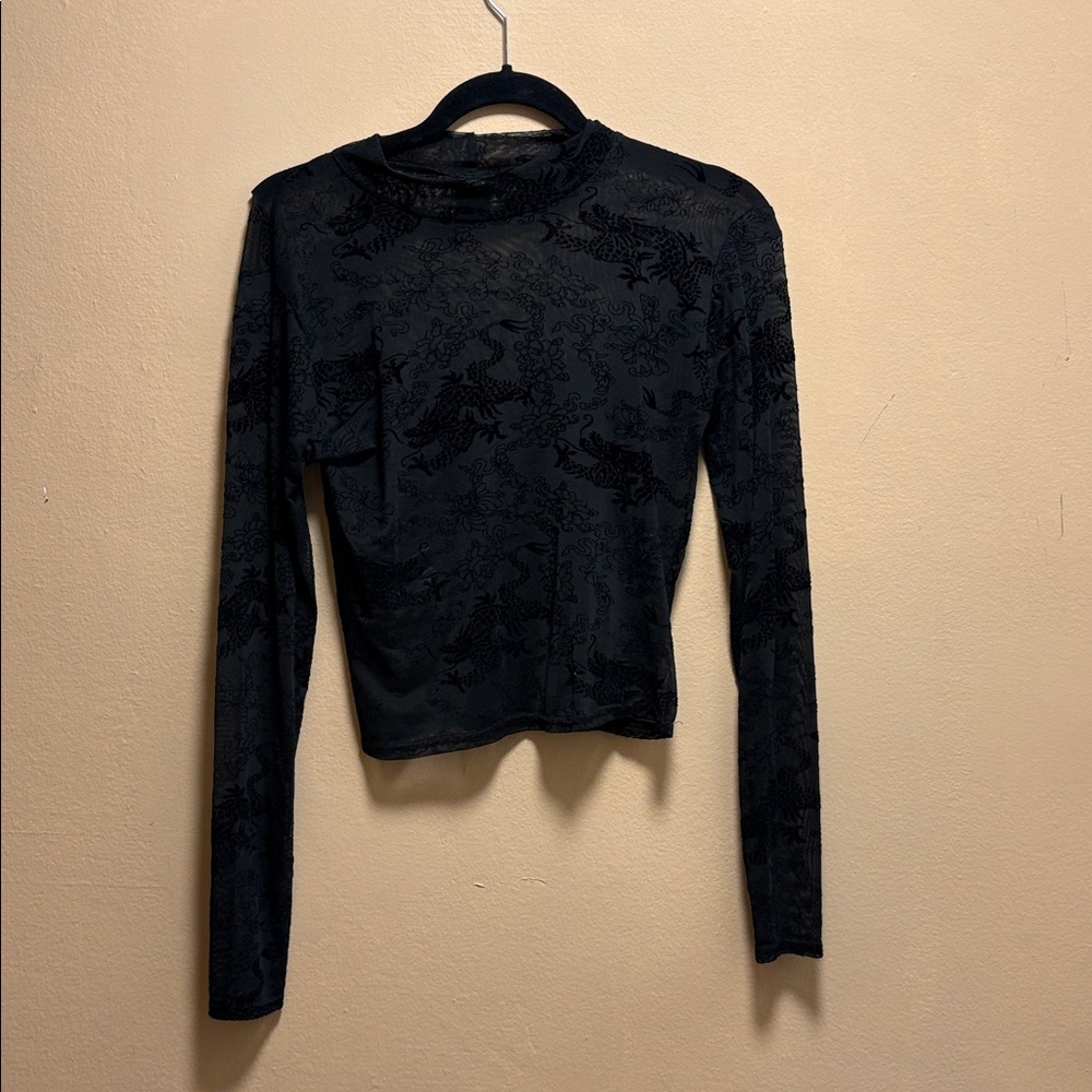 Urban Outfitters Black Sheer Mesh Top